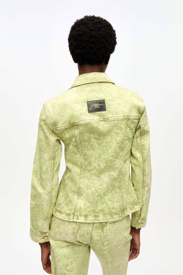 Foil Overdyed Denim Fitted Blazer