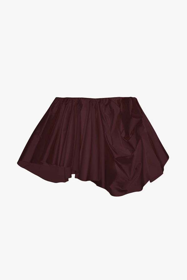 Technical Stretch Satin Draped Mini Skirt