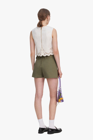 Cream Broderie Denim Top