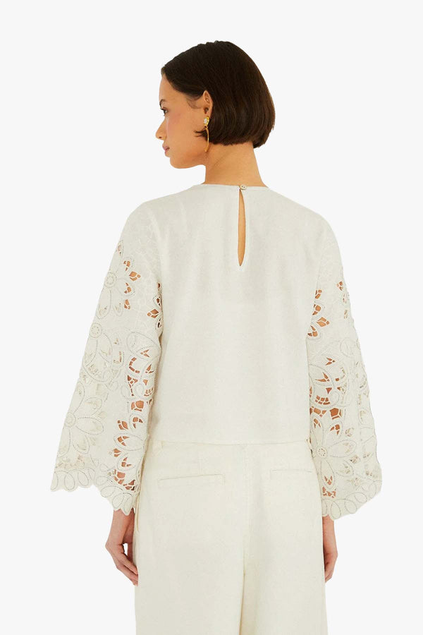 Off-White Flowers Richelieur Long Sleeve Blouse