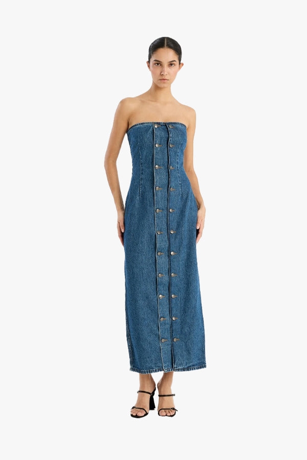 Denim Button Detail Dress