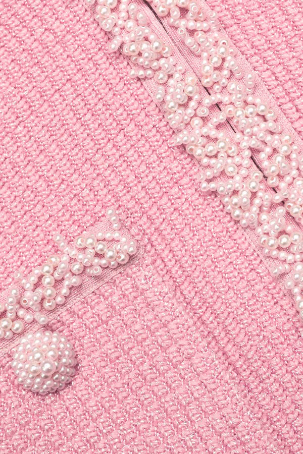 Pink Peplum Knit Midi Dress