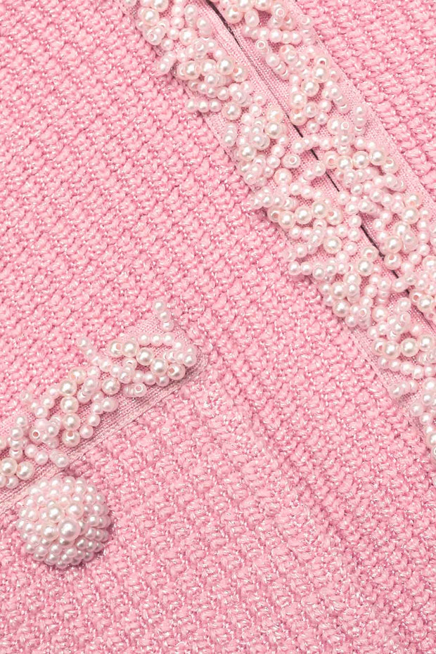 Pink Peplum Knit Midi Dress