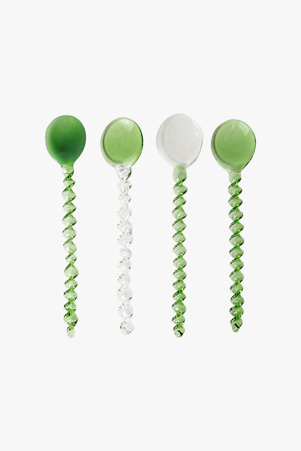 The Emeralds: Twisted Glass Spoons Set Of 4