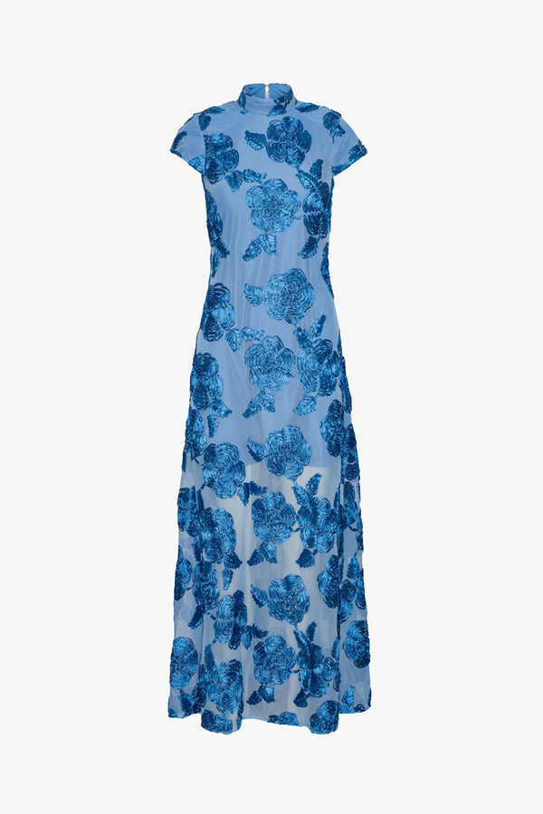 Mesh Capsleeve Maxi Dress