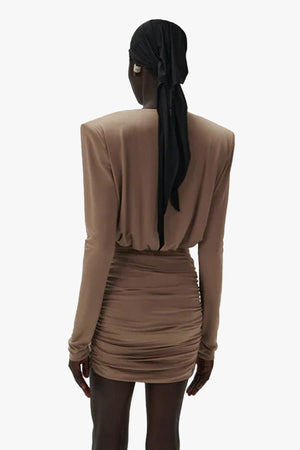 Draped Plunge Jersey Mini Dress 18