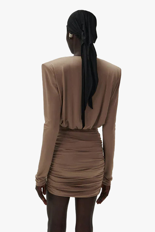 Draped Plunge Jersey Mini Dress 18