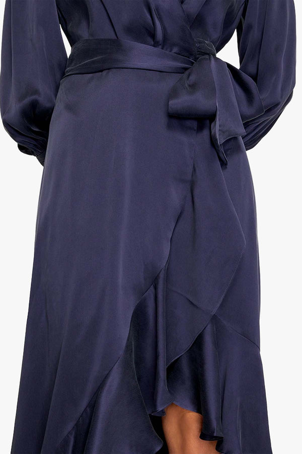 Silk Wrap Midi Dress