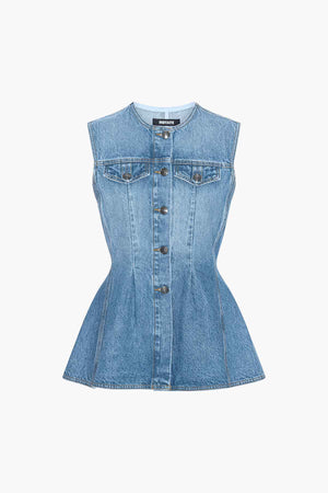 Flared Denim Top