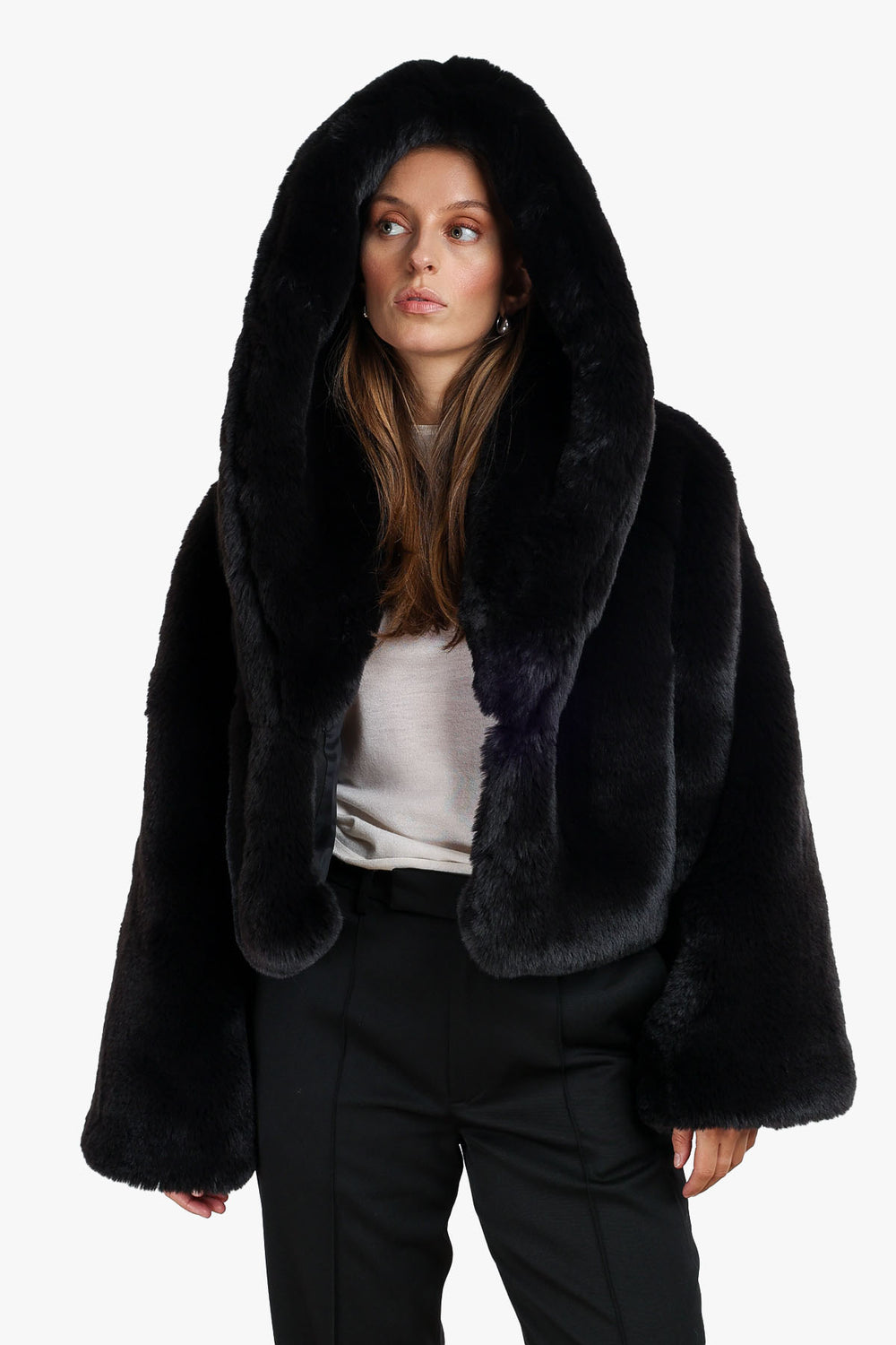 Black Faux Fur Jacket 13