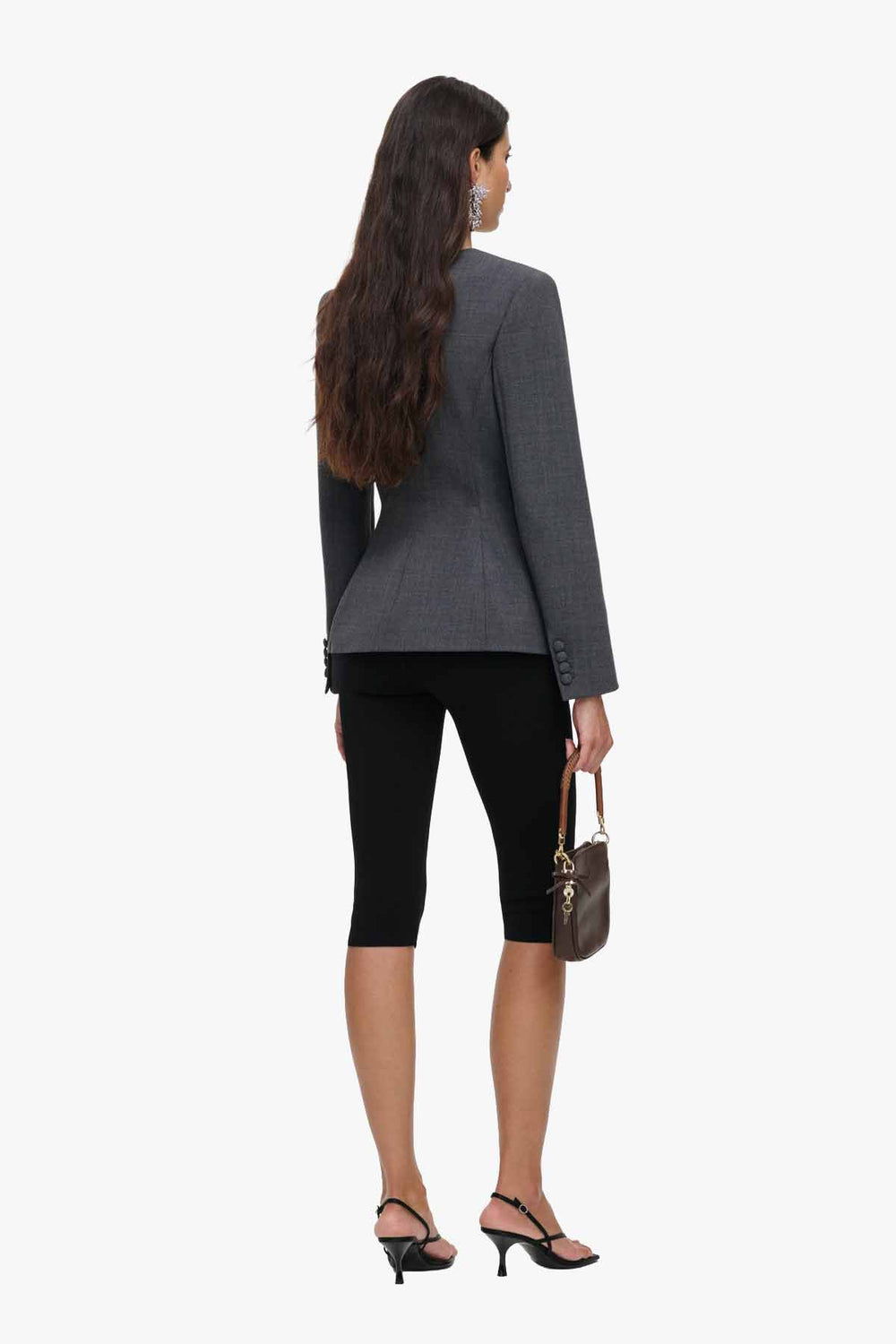Grey Wool Collarless Jacket