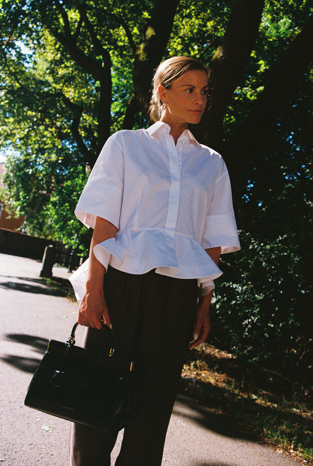 Peplum Cotton Poplin Shirt