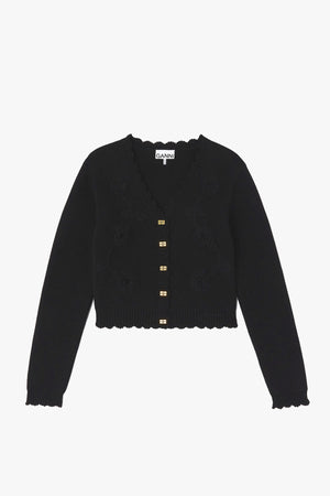 Cotton Cashmere Crochet Applique Cardigan