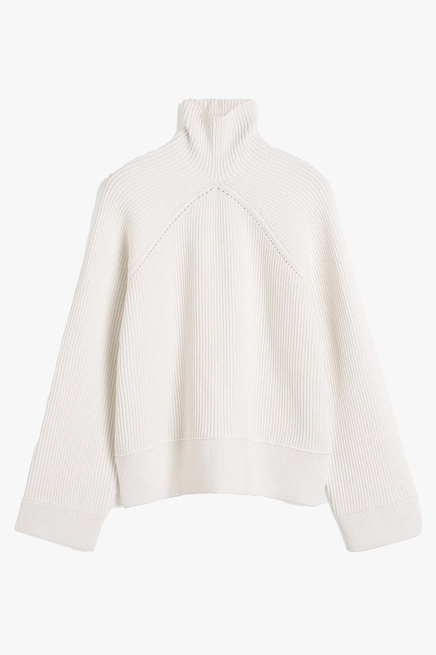 Ribbed Chimney-Neck Knit