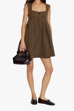 Heavy Check Twill Corset Mini Dress