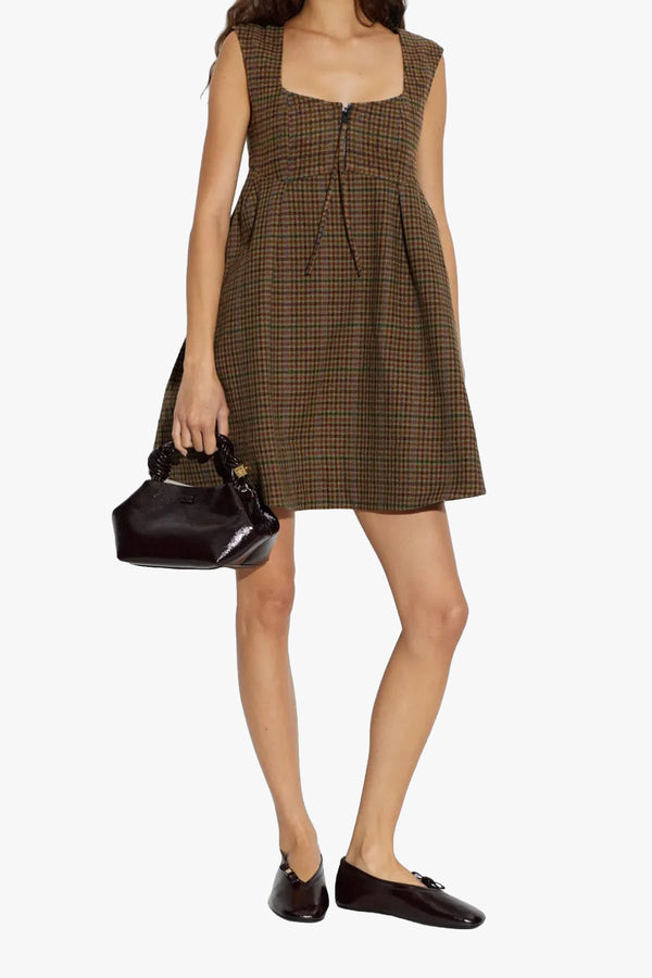 Heavy Check Twill Corset Mini Dress