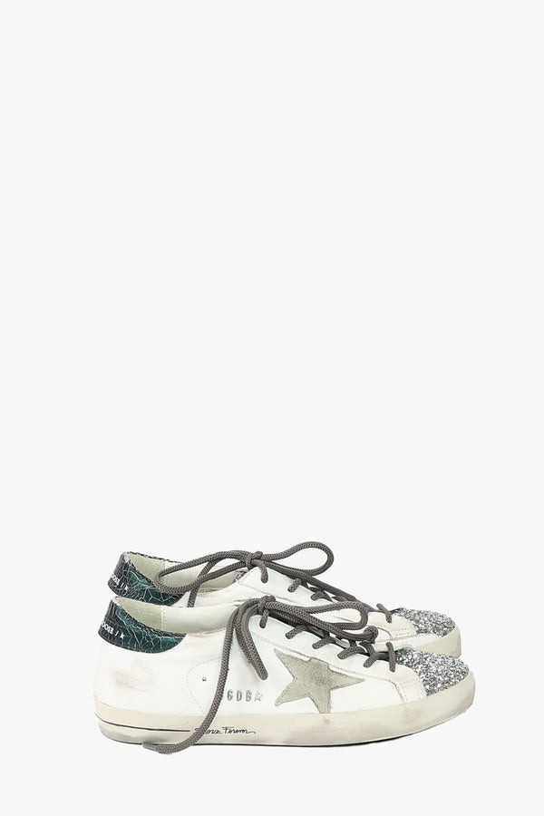 Super-Star Nappa Upper Glitter Toe Suede Star Crack Laminated Heel Metal Lettering Signature Foxing