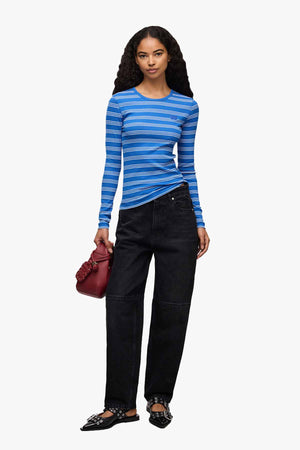 Soft Cotton Rib Stripe Ls