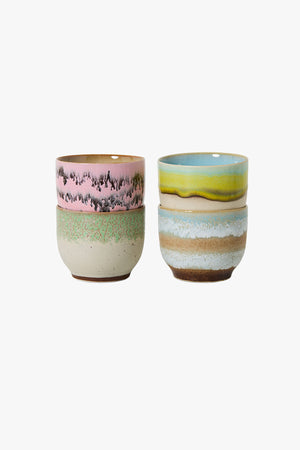 70's Ceramics Cafe Cups Set Of 4