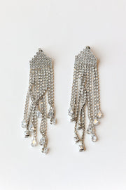 Drop Earrings Silver Diamonds