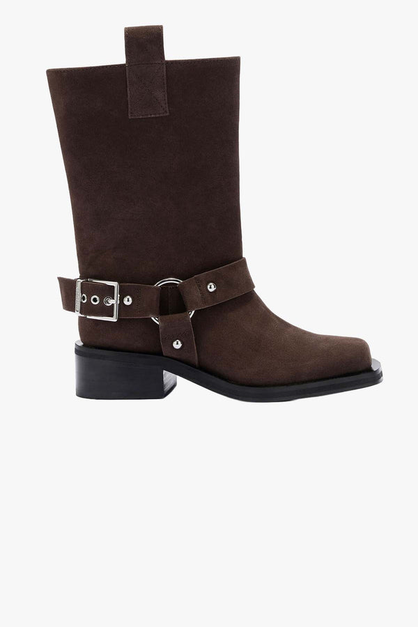 Mid Shaft Biker Boot Recycled Suede Pelinova