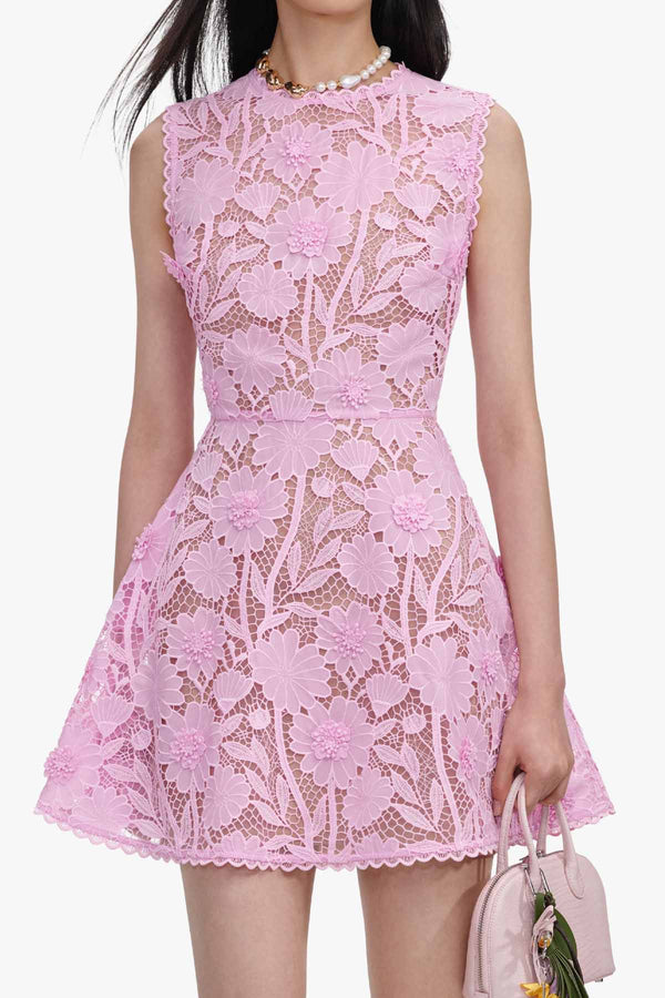 Pink Lace Mini Dress
