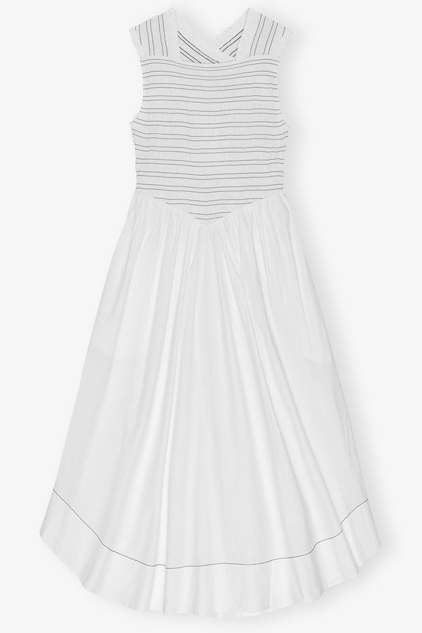 Washed Stretch Cotton Smock Midi Straps