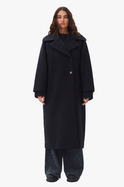 Boiled Wool Large Collar Coat