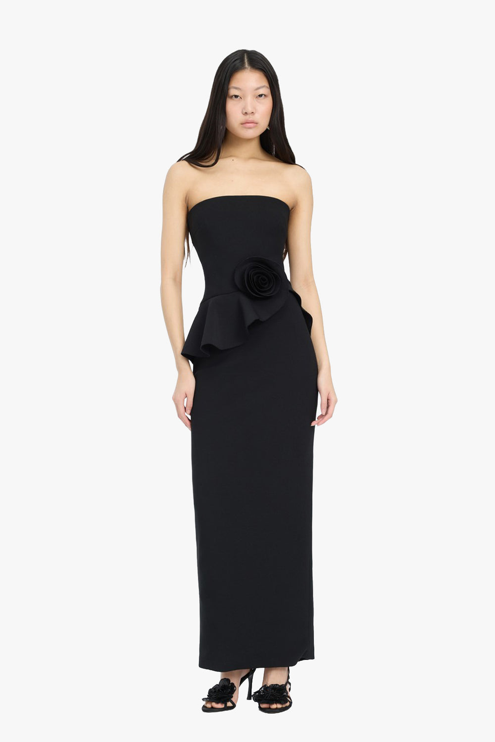 Long Flower Strapless Dress