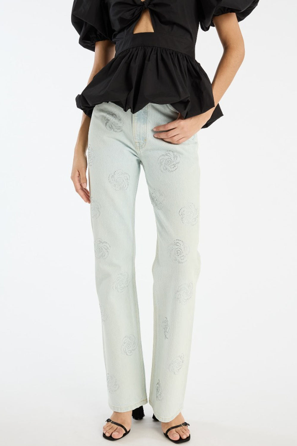 Washed Twill Stud Jeans