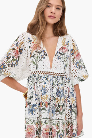 Stitched Garden Off-White Mini Dress