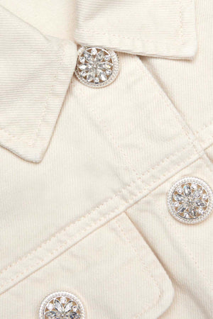 Cream Collared Denim Mini Dress