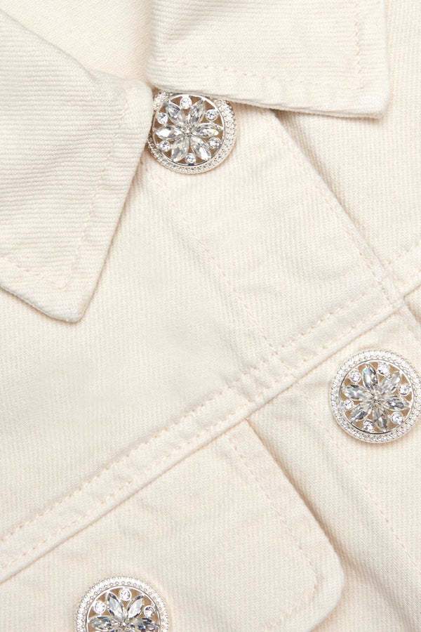 Cream Collared Denim Mini Dress