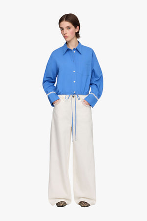 Stretch Cotton Cropped Bowling Shirt
