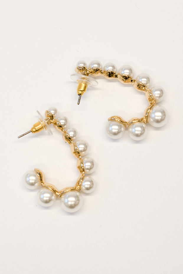 Pearl Gold Hoops