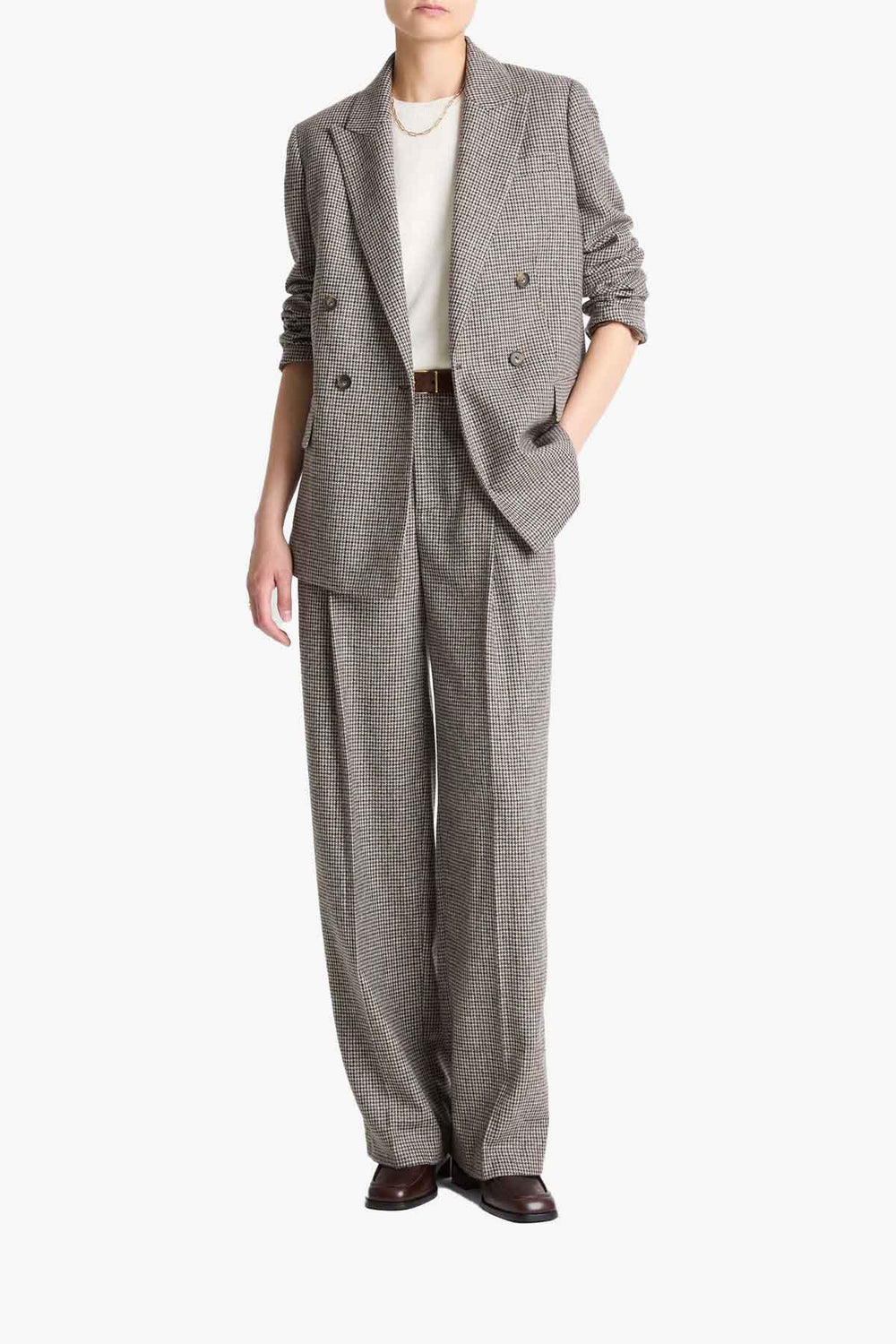 Houndstooth Double Breasted Blazer