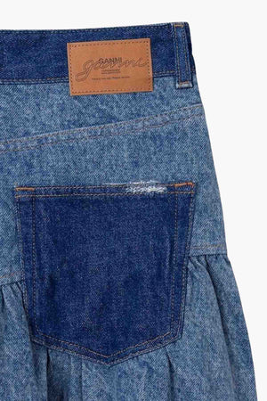 Patchwork Denim Long Skirt