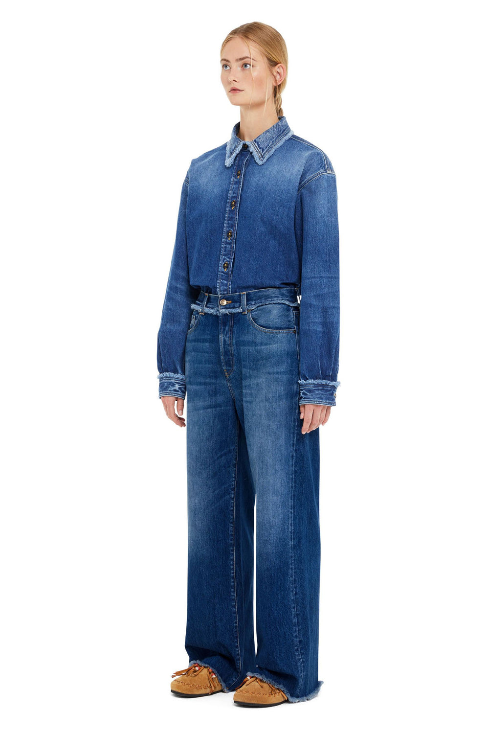 Fringed Relaxed Denim Pants