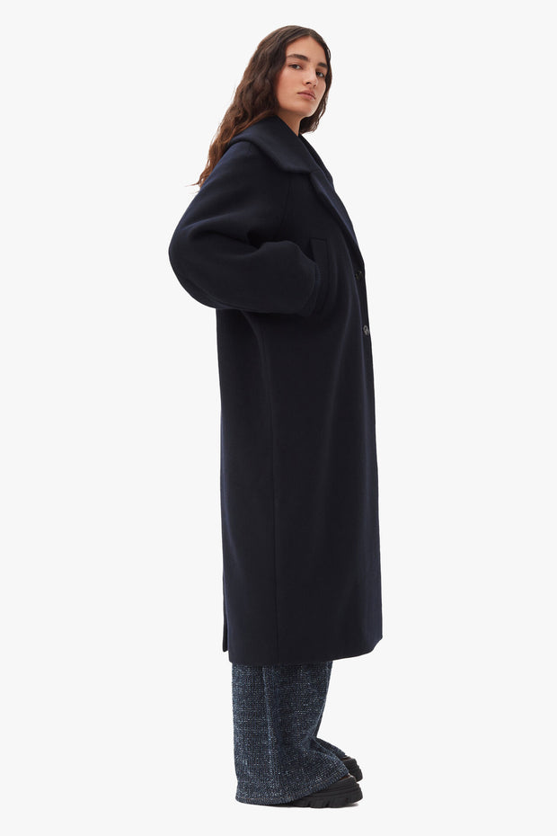 Boiled Wool Large Collar Coat