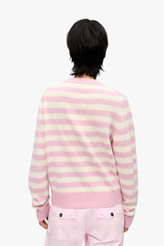 Striped Graphic Wool Mix Bunny Crewneck