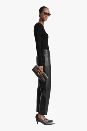Tapered Leather Trousers