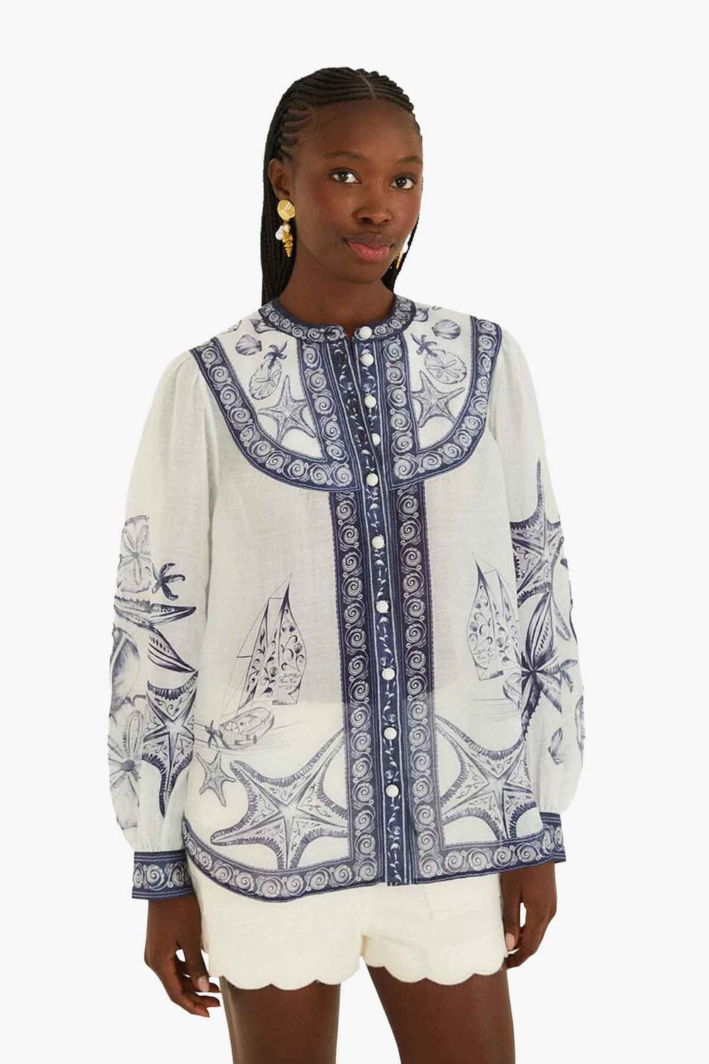 Coast Scarf Off-White Long Sleeve Blouse