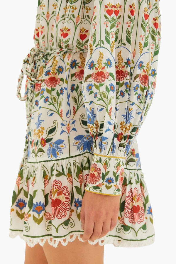 Stitched Garden Off-White Mini Dress