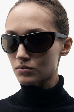 Semi Round Sunglasses Tortoise Brown Lens