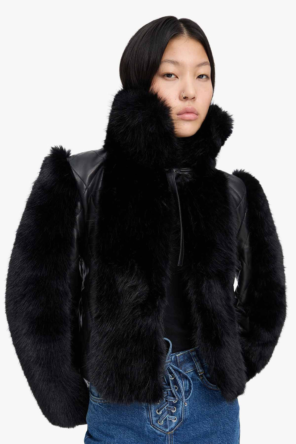 Faux Fur Leather Jacket