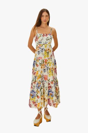 Greek Garden Off-White Sleeveless Maxi Dress