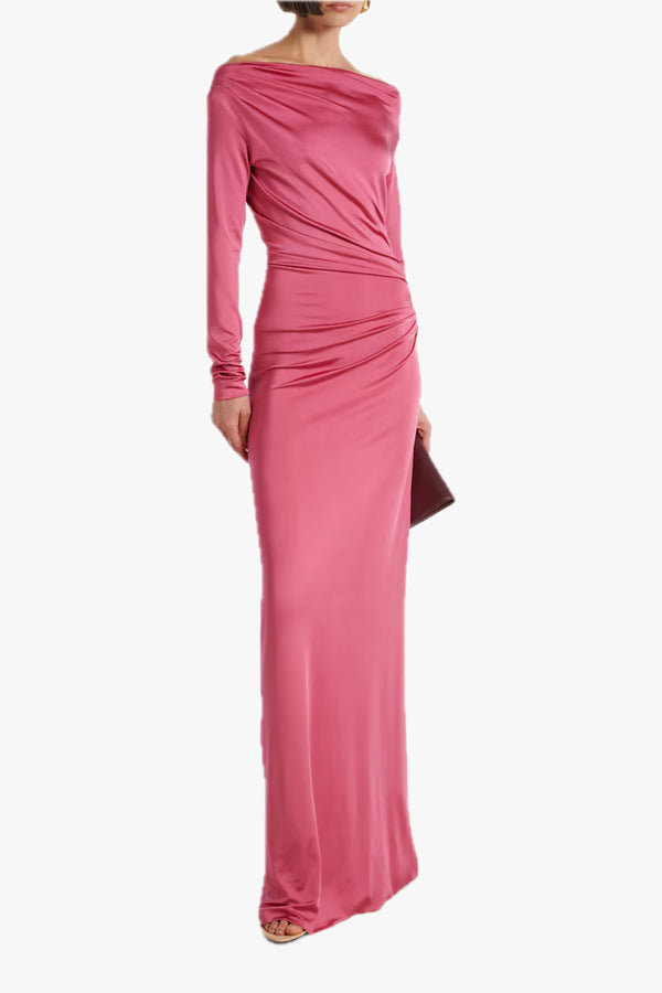 Off-Shoulder Draped Gown