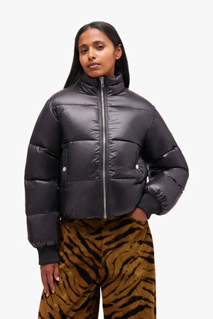 Shiny Nylon Short Puffer Jacket
