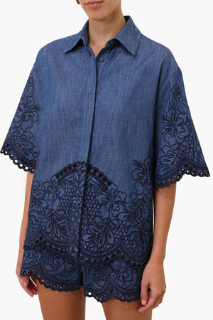 Coco Embroidered Denim Shirt
