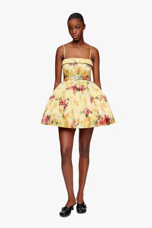 Printed Duchesse Satin Bubble Mini Dress
